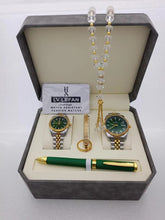 "Men's Stainless Steel Set: Watch, Rosary, Pen & Cufflinks"